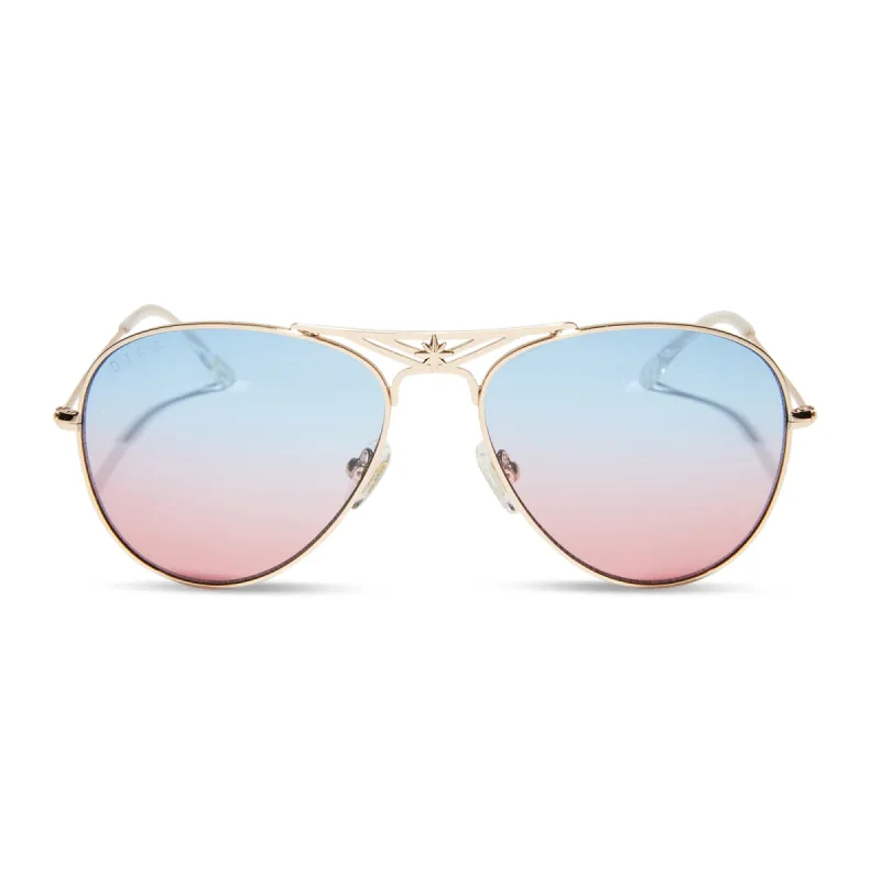CAPTAIN MARVEL - GOLD + BLUE TO RED SUNGLASSES made by Diff Eyewear