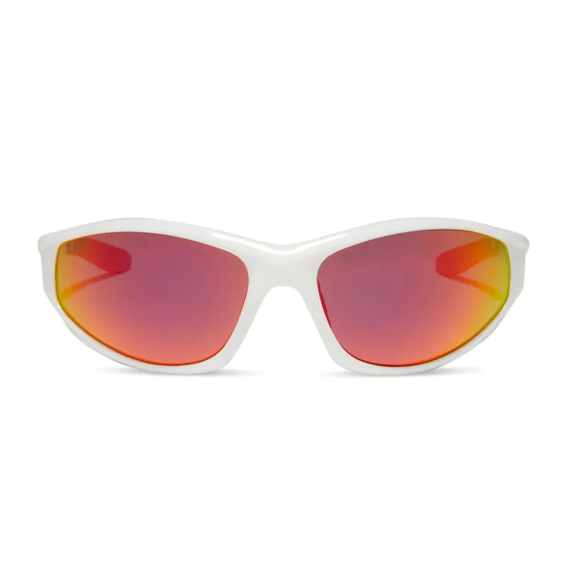 LIGHTNING - WHITE + SUNSET MIRROR + POLARIZED SUNGLASSES sold by Diff Eyewear