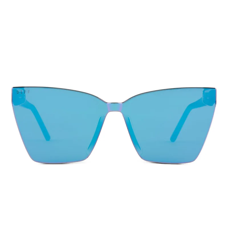 GOLDIE - MATTE BLACK + PURPLE MIRROR SUNGLASSES sold by Diff Eyewear