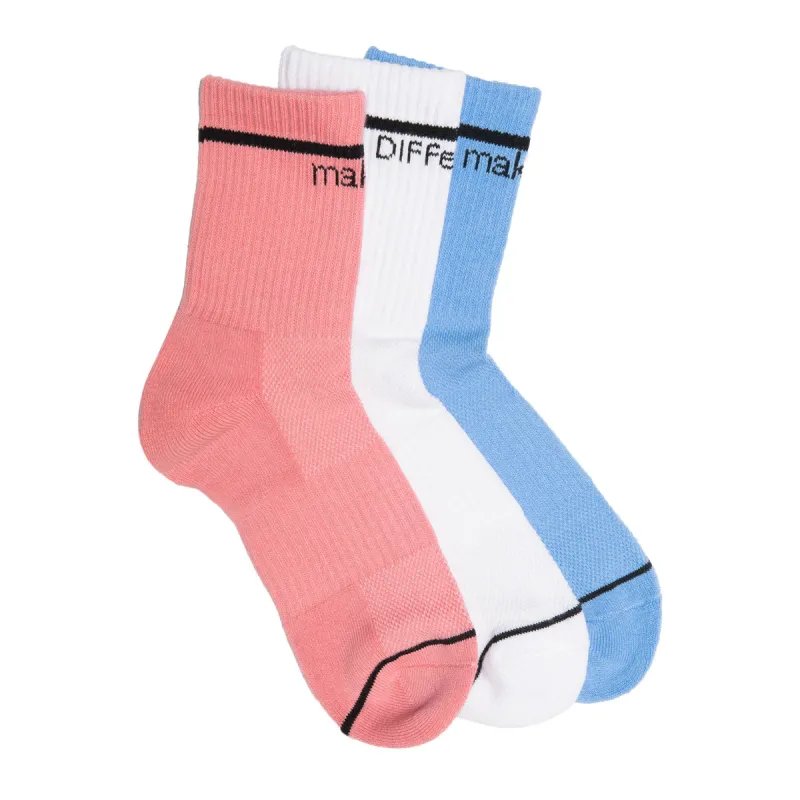 CREW SOCK TRIO - WHITE + PINK + SKY BLUE sold by Diff Eyewear