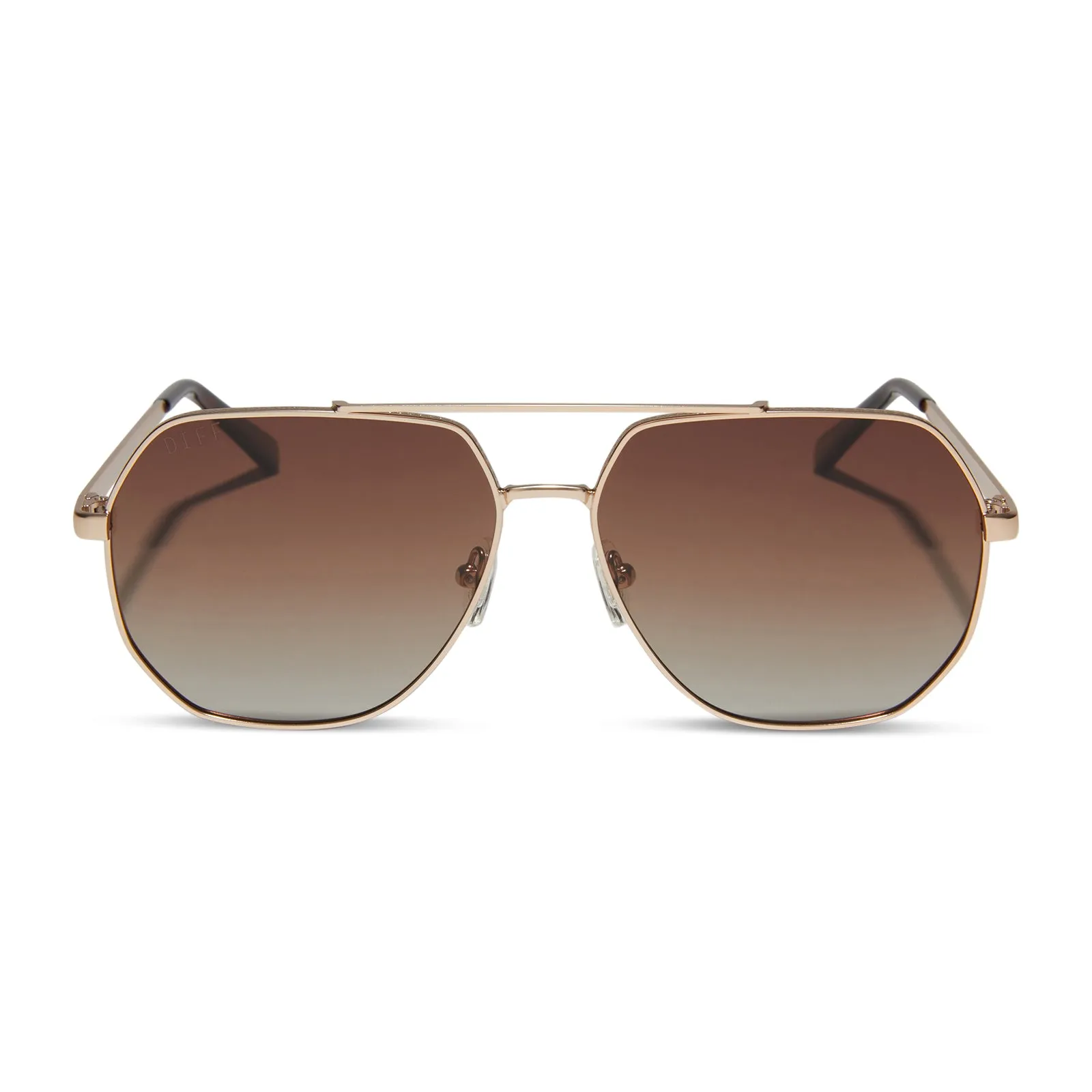 BEVERLIN - HENDRIX + MATTE GOLD + BROWN GRADIENT POLARIZED SUNGLASSES sold by Diff Eyewear