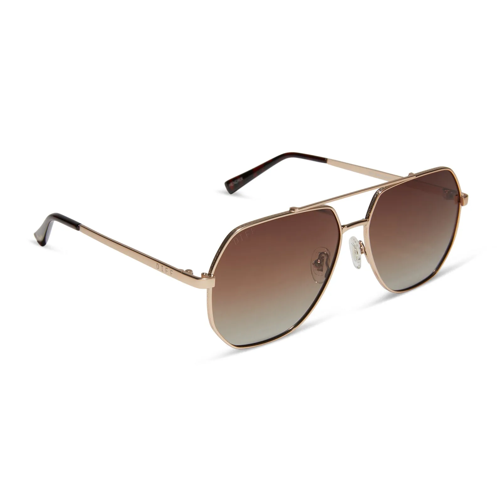 BEVERLIN - HENDRIX + MATTE GOLD + BROWN GRADIENT POLARIZED SUNGLASSES sold by Diff Eyewear product image thumbnail 2