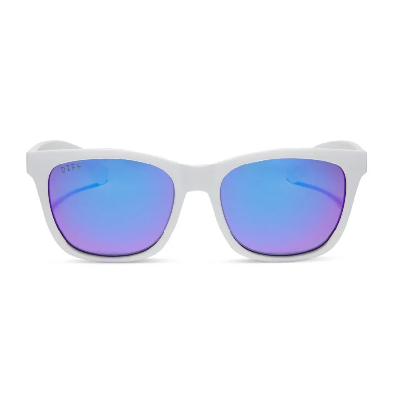 STORM - MATTE WHITE + PURPLE MIRROR + POLARIZED SUNGLASSES sold by Diff Eyewear