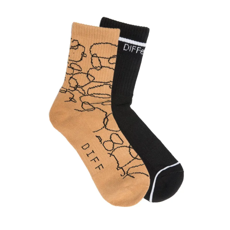 CREW SOCK DUO - ABSTRACT CIRCLES + BLACK made by Diff Eyewear