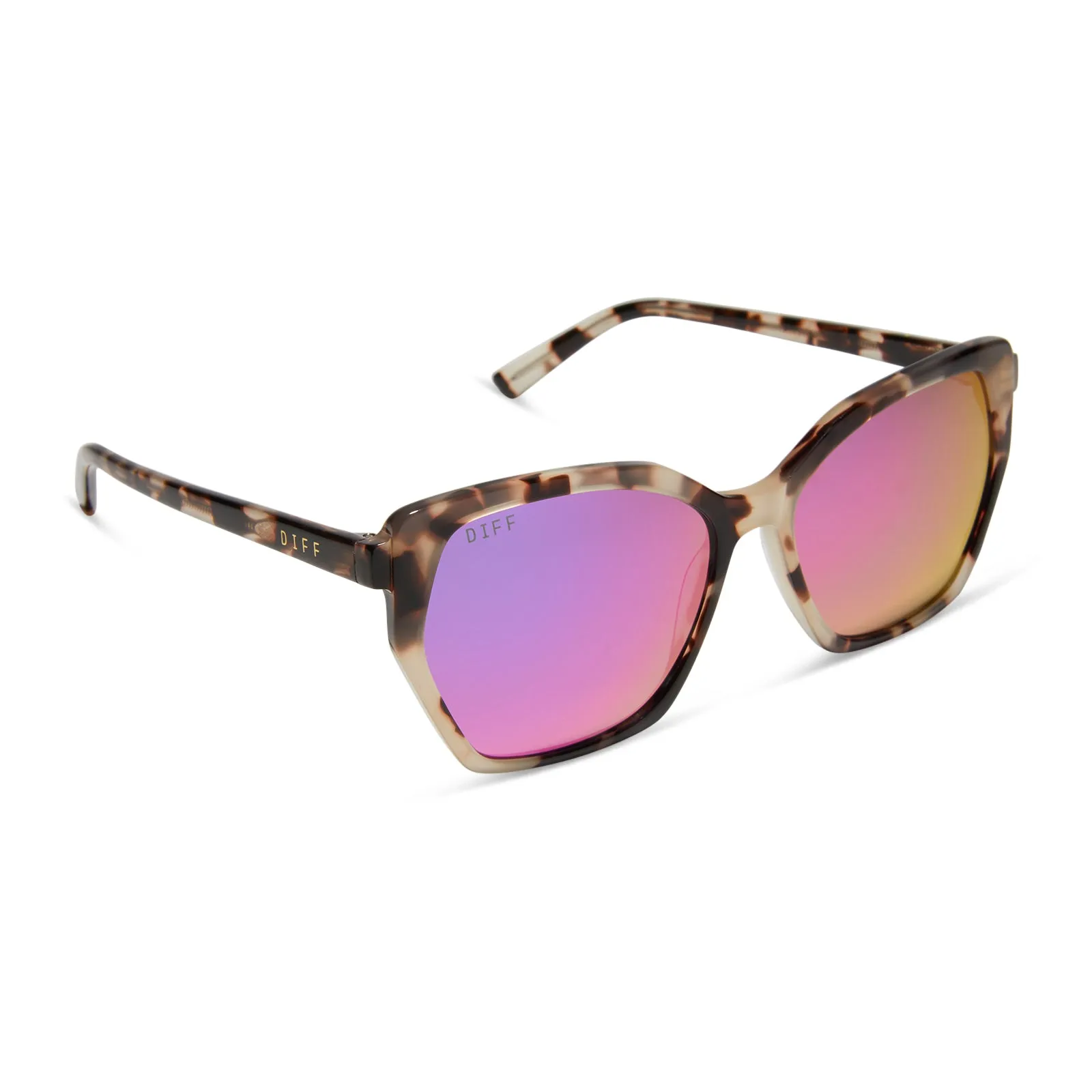 VERA - CREAM TORTOISE + PINK RUSH MIRROR SUNGLASSES sold by Diff Eyewear product image thumbnail 2