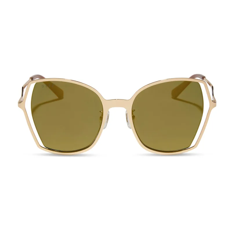 DONNA III - GOLD + MOSS MIRROR + POLARIZED SUNGLASSES sold by Diff Eyewear