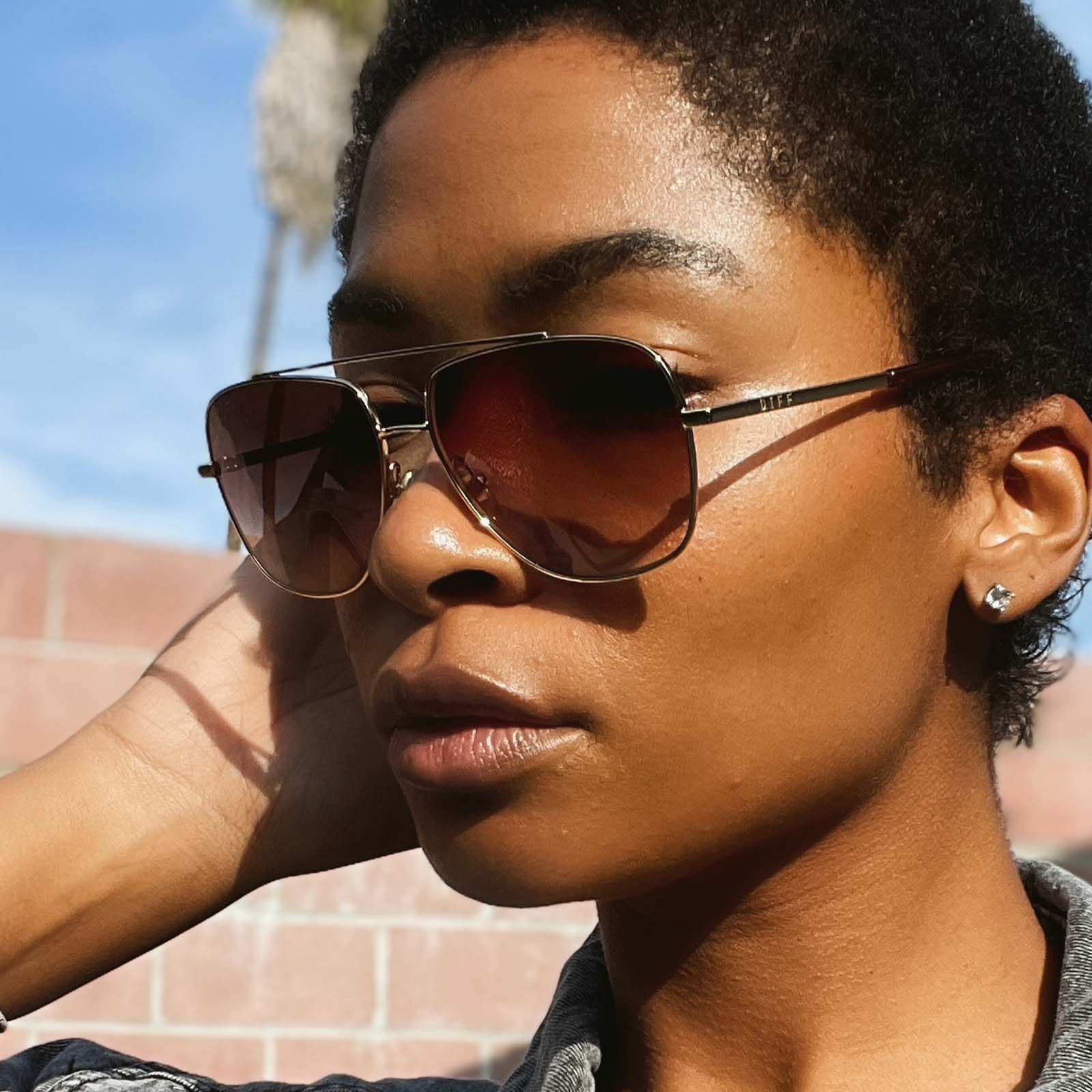 JORDYN - GOLD + BROWN GRADIENT SUNGLASSES sold by Diff Eyewear product image thumbnail 5