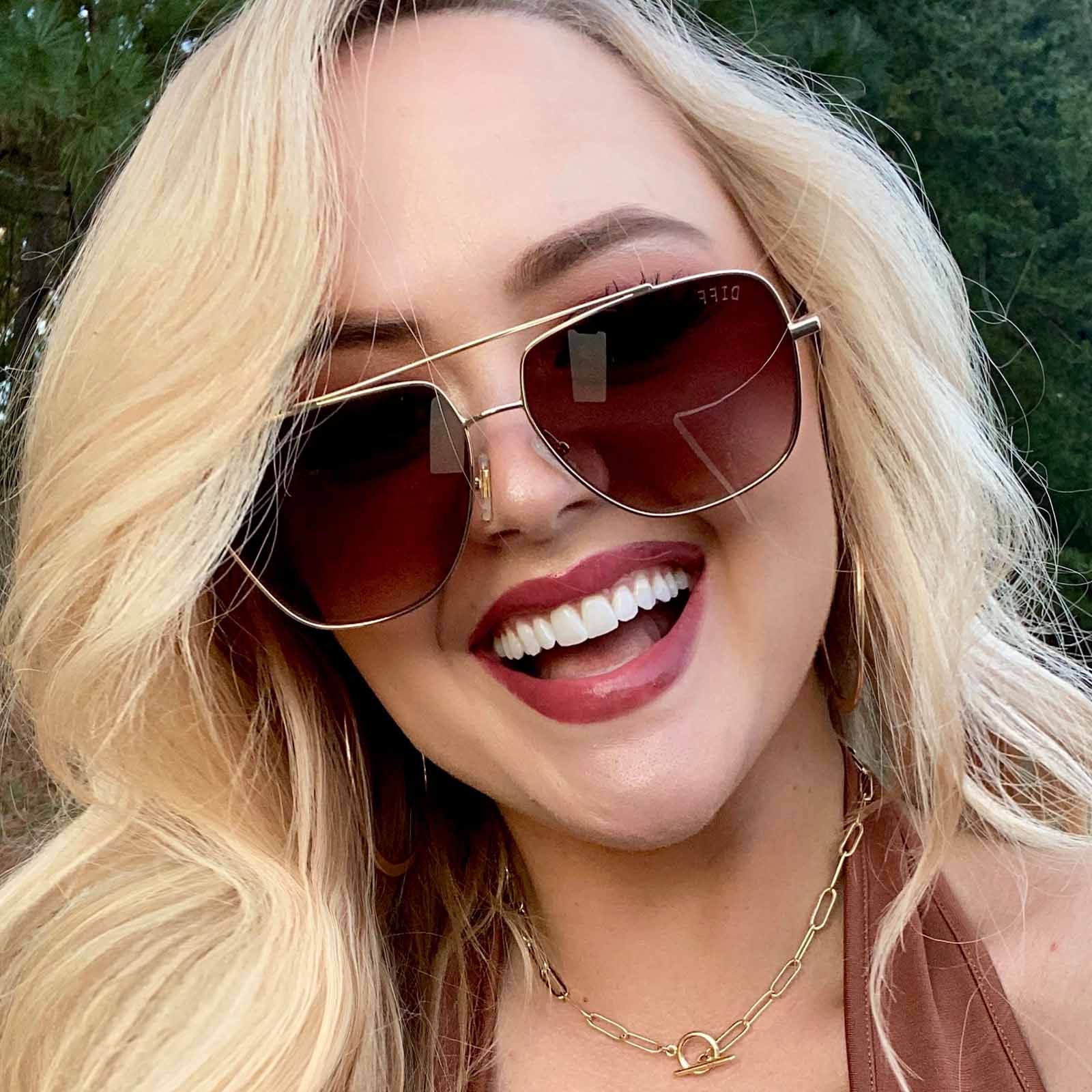 JORDYN - GOLD + BROWN GRADIENT SUNGLASSES sold by Diff Eyewear product image thumbnail 6