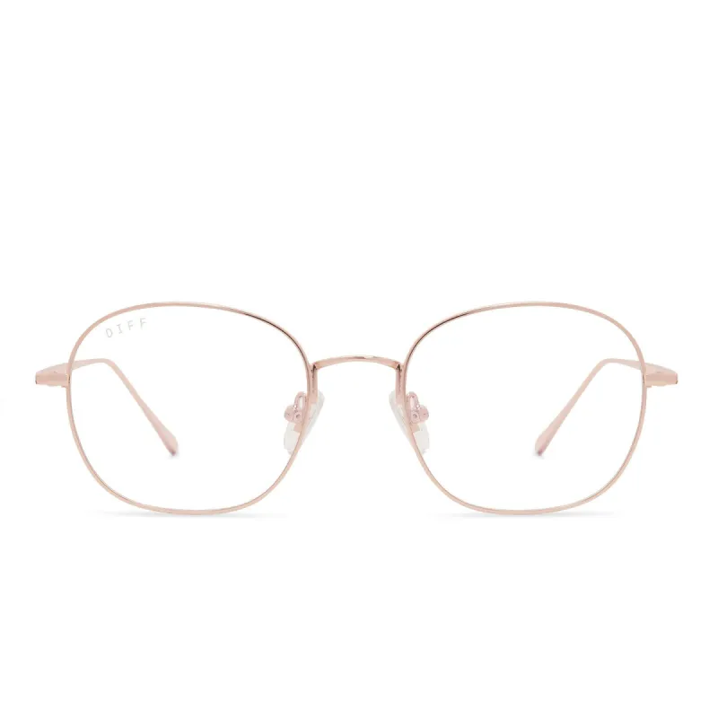 REID - ROSE GOLD + CLEAR GLASSES sold by Diff Eyewear