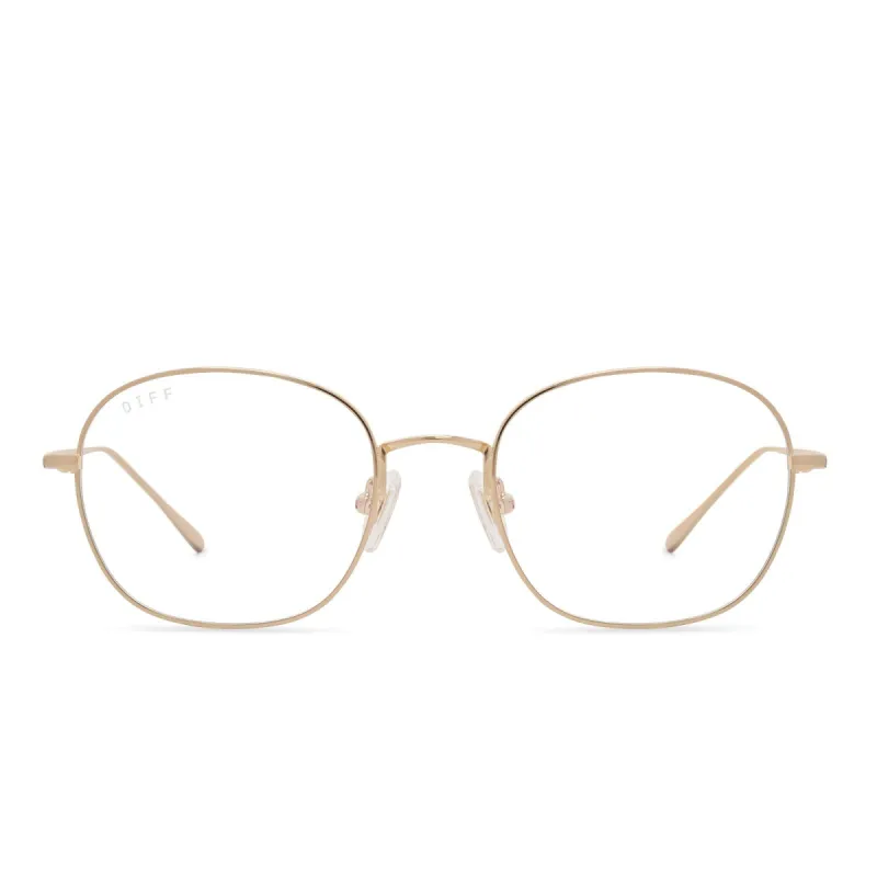REID - GOLD + CLEAR GLASSES sold by Diff Eyewear