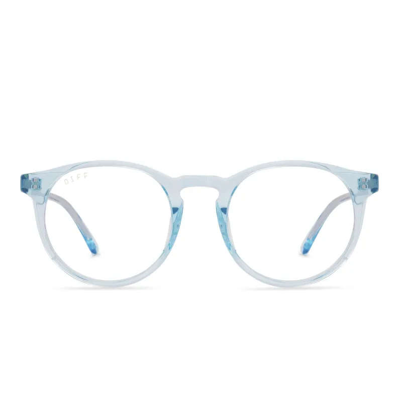 SAWYER - AQUA SEA CRYSTAL + CLEAR GLASSES sold by Diff Eyewear