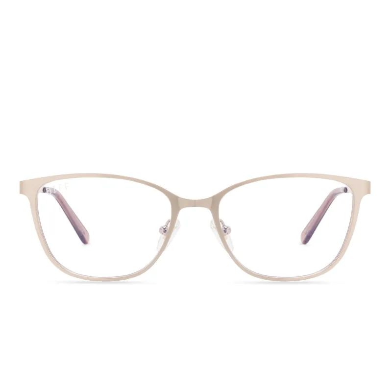 CARMEN - BRUSHED ROSE GOLD + CLEAR GLASSES sold by Diff Eyewear