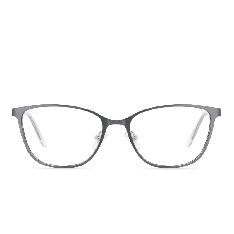 CARMEN - BRUSHED SILVER + CLEAR GLASSES sold by Diff Eyewear
