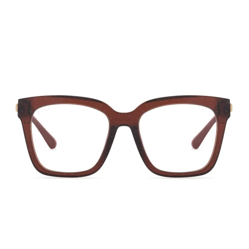 BELLA XS - FESTIVE CHESTNUT + CLEAR GLASSES sold by Diff Eyewear