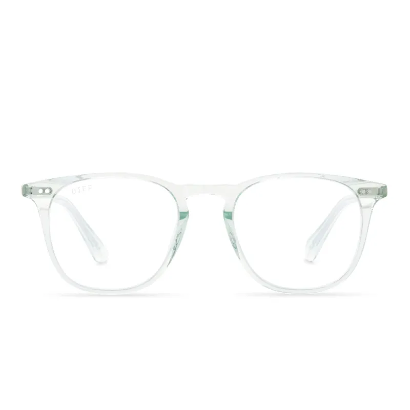 MAXWELL - SOFT LAGOON CRYSTAL + CLEAR GLASSES sold by Diff Eyewear