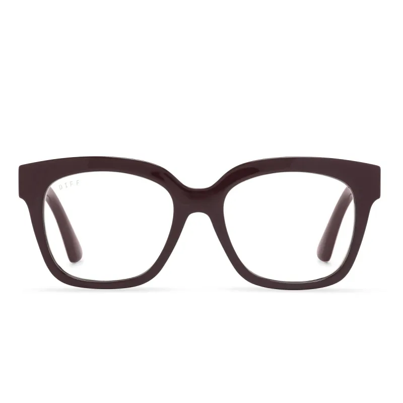 AVA - BURGUNDY + CLEAR GLASSES sold by Diff Eyewear