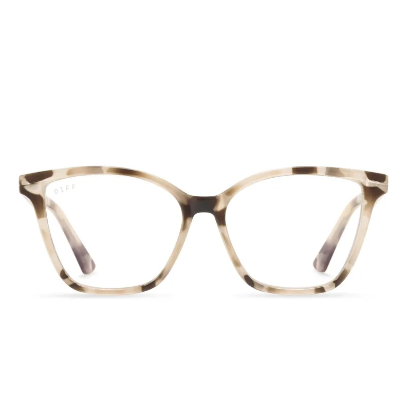 LEAH - CREAM TORTOISE + CLEAR GLASSES sold by Diff Eyewear