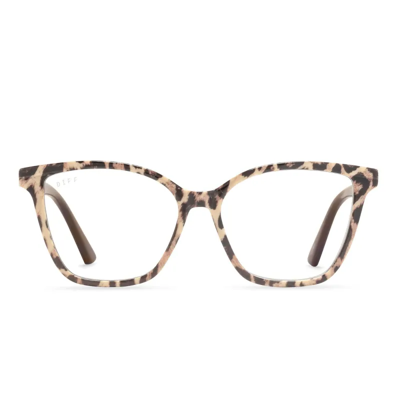 LEAH - LEOPARD TORTOISE + CLEAR GLASSES sold by Diff Eyewear
