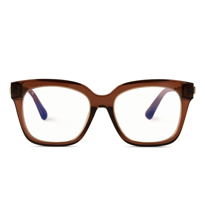 BELLA XS - DEEP AMBER + CLEAR GLASSES sold by Diff Eyewear