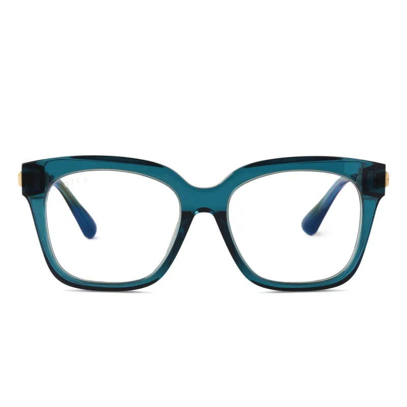 BELLA XS - DEEP AQUA + CLEAR GLASSES sold by Diff Eyewear