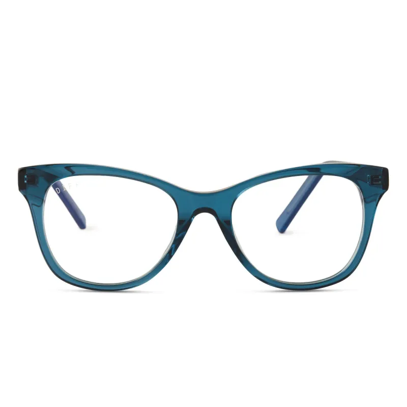 CARINA - DEEP AQUA + CLEAR GLASSES sold by Diff Eyewear