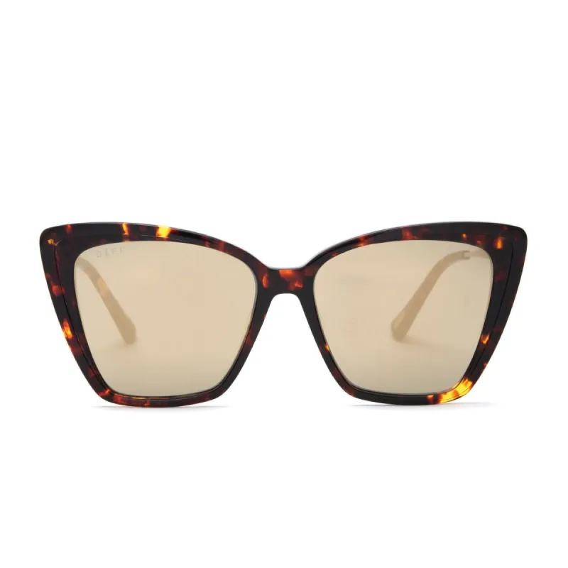 BECKY II - DARK TORTOISE + GOLD MIRROR + POLARIZED SUNGLASSES sold by Diff Eyewear