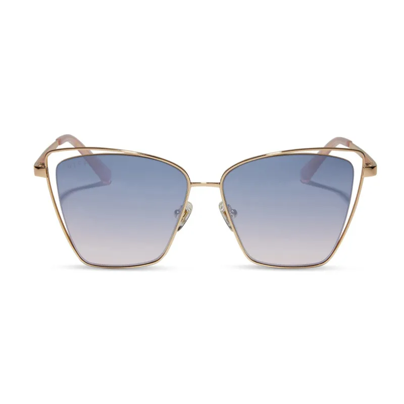 BECKY III - GOLD + LAVENDER ROSE GRADIENT FLASH SUNGLASSES sold by Diff Eyewear