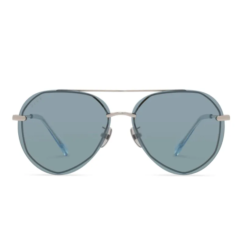 LENOX - SILVER + AQUA SEA MIRROR SUNGLASSES sold by Diff Eyewear