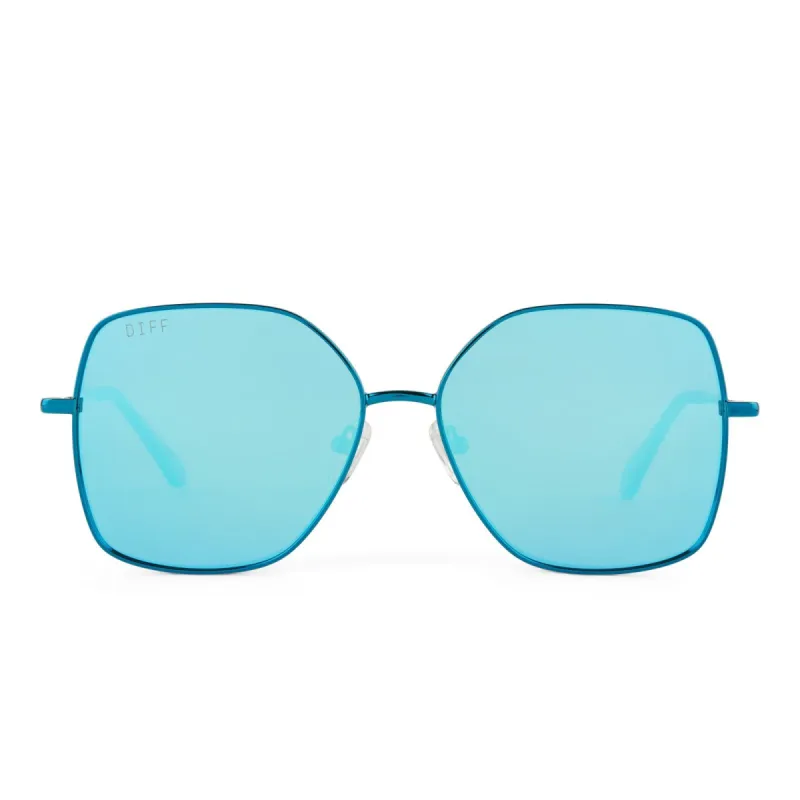 IRIS - TURQUOISE METALLIC + TEAL MIRROR + POLARIZED SUNGLASSES sold by Diff Eyewear