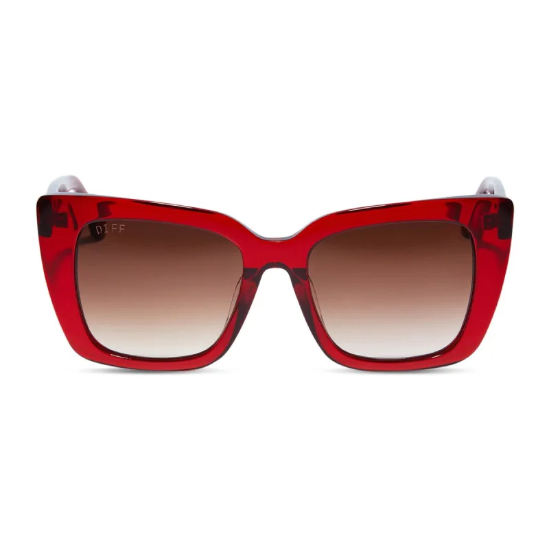 LIZZY - CARMINE + BROWN GRADIENT SUNGLASSES sold by Diff Eyewear