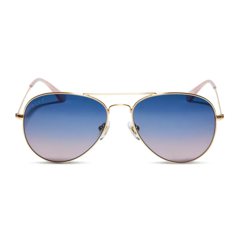 CRUZ - BRUSHED GOLD + LAVENDER ROSE GRADIENT POLARIZED SUNGLASSES sold by Diff Eyewear