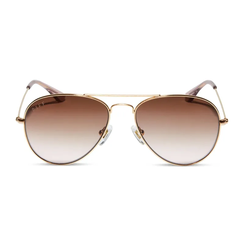CRUZ XS - BRUSHED GOLD + TAUPE ROSE GRADIENT SUNGLASSES sold by Diff Eyewear