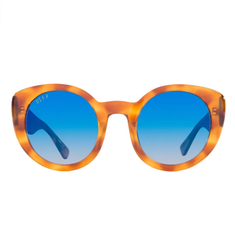 LUNA - HONEY TORTOISE + BLUE FLASH GRADIENT + POLARIZED sold by Diff Eyewear