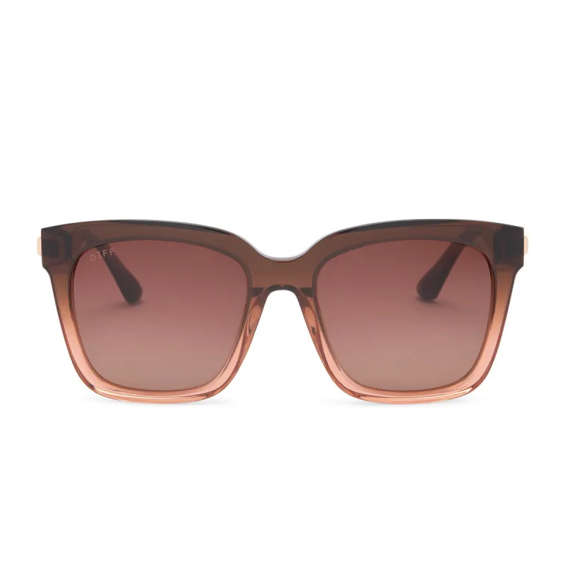 BELLA - TAUPE OMBRE CRYSTAL + BROWN GRADIENT + POLARIZED SUNGLASSES sold by Diff Eyewear