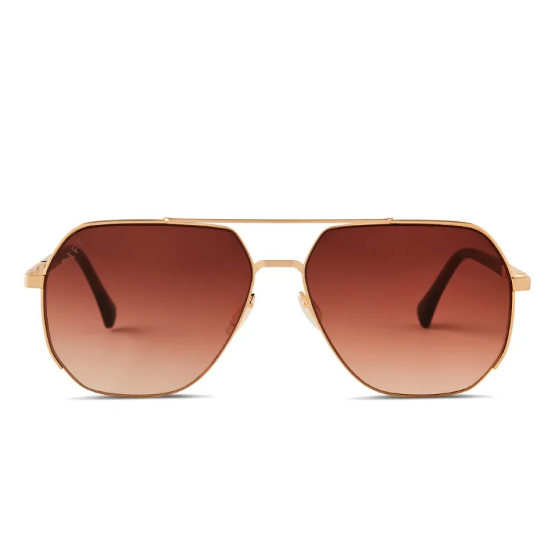 MONACO - BRUSHED GOLD + TERRACOTTA GRADIENT POLARIZED SUNGLASSES sold by Diff Eyewear