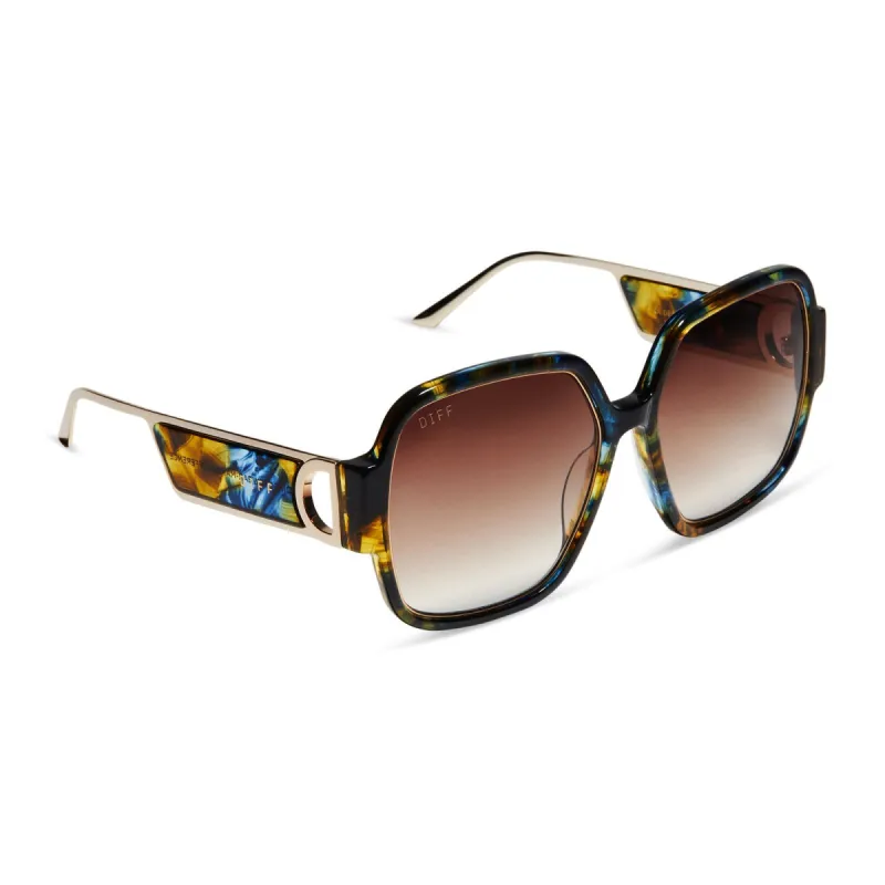 TINA - GLACIAL TORTOISE + BROWN GRADIENT SUNGLASSES sold by Diff Eyewear