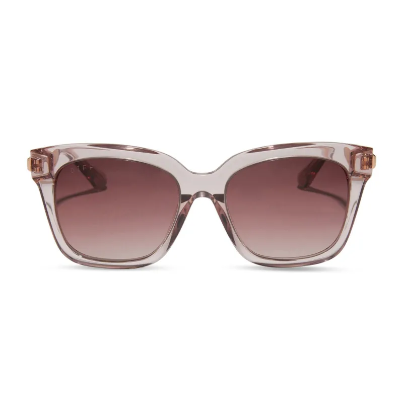 BELLA XS - LIGHT PINK CRYSTAL + WINE GRADIENT SUNGLASSES sold by Diff Eyewear