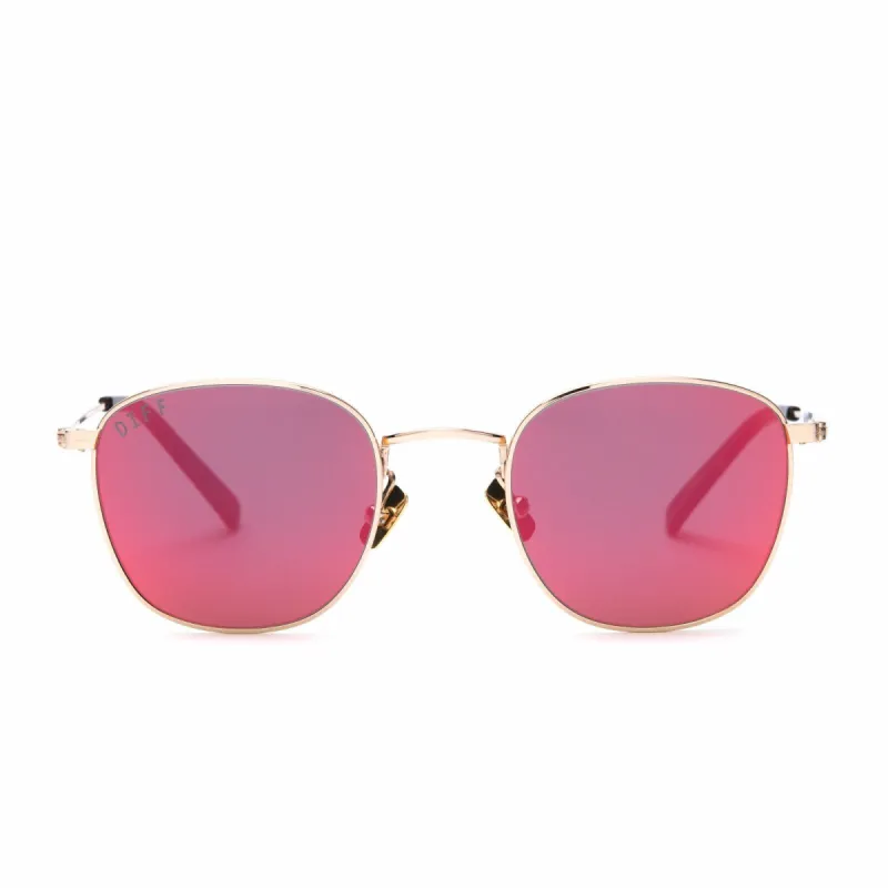 AXEL - GOLD + RED MIRROR SUNGLASSES sold by Diff Eyewear