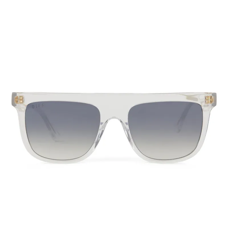 STEVIE - CLEAR CRYSTAL + GREY GRADIENT SILVER FLASH SUNGLASSES sold by Diff Eyewear