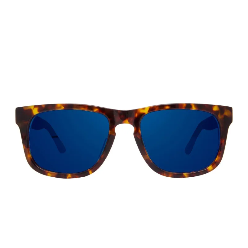 RILEY - AMBER TORTOISE + BLUE MIRROR SUNGLASSES sold by Diff Eyewear