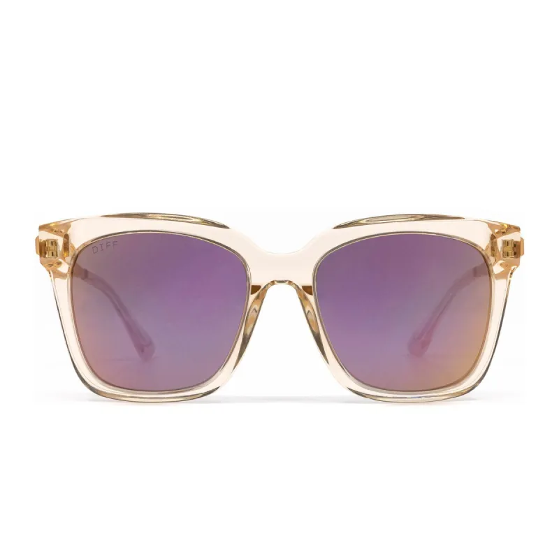 BELLA - BLUSH CRYSTAL + TAUPE FLASH SUNGLASSES sold by Diff Eyewear