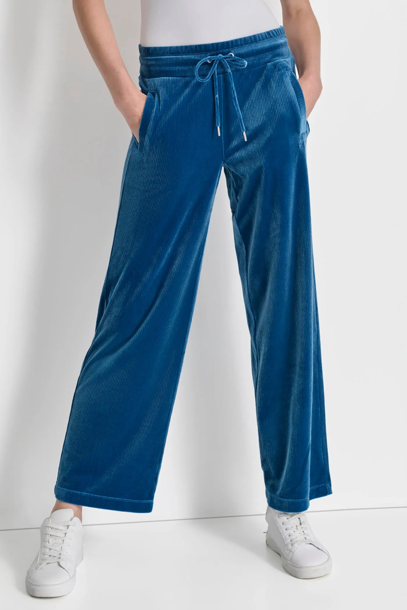 PLATINUM VELOUR RIB WIDE LEG PANT sold by DKNY