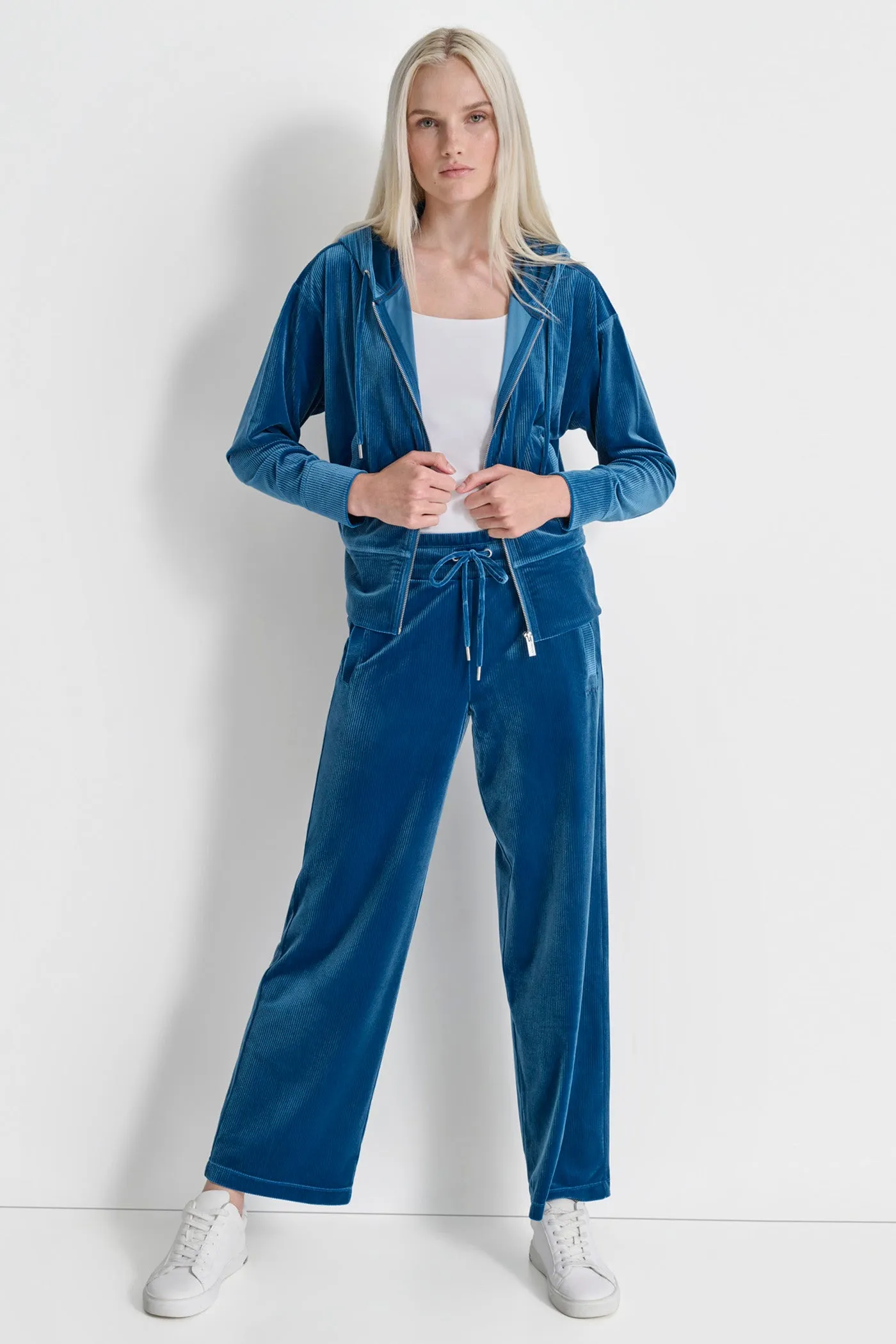 PLATINUM VELOUR RIB WIDE LEG PANT sold by DKNY product image thumbnail 3