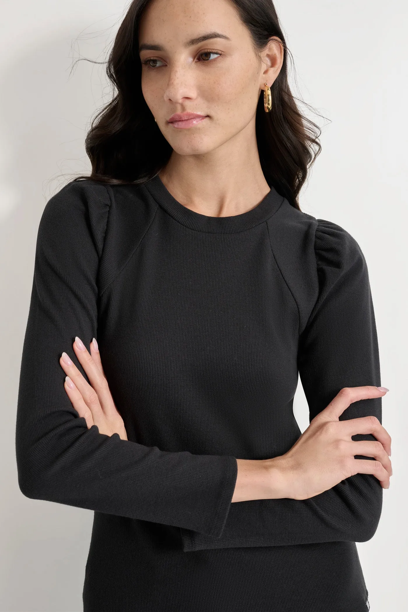 PUFF SLEEVE CREW NECK TOP sold by DKNY