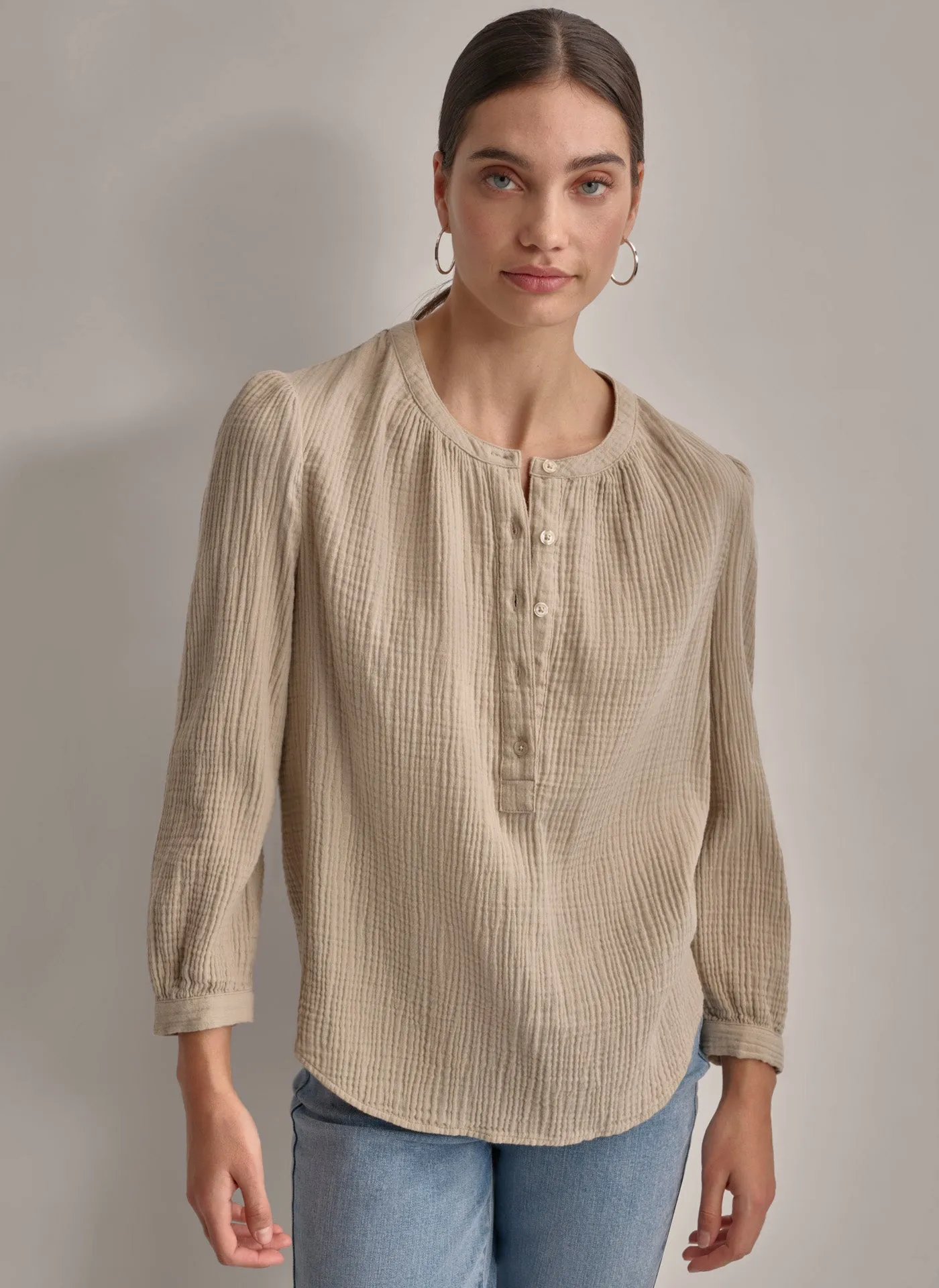 JEWEL NECK HENLEY sold by DKNY