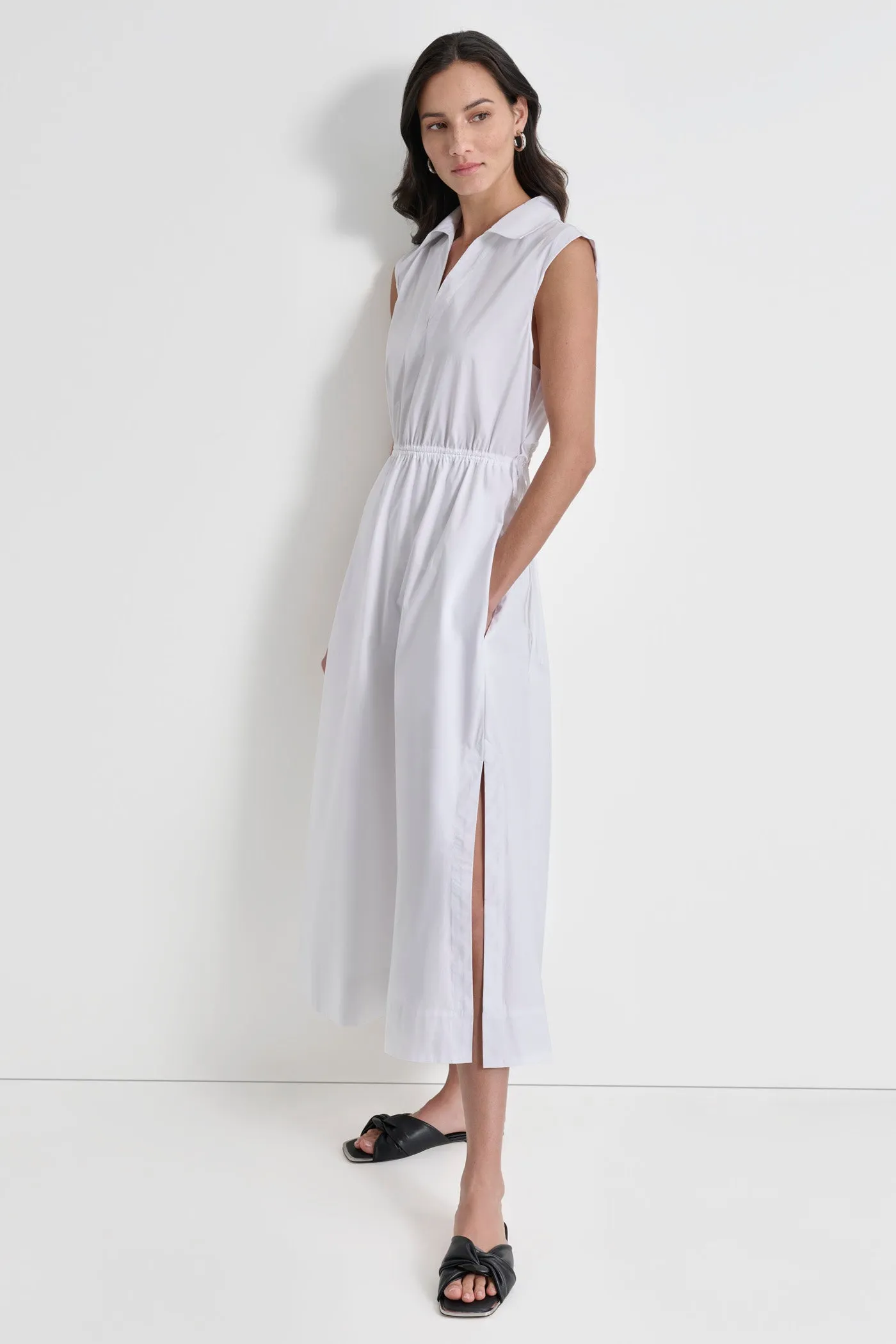 CUTOUT PINSTRIPED MIDI SHIRT DRESS sold by DKNY product image thumbnail 5