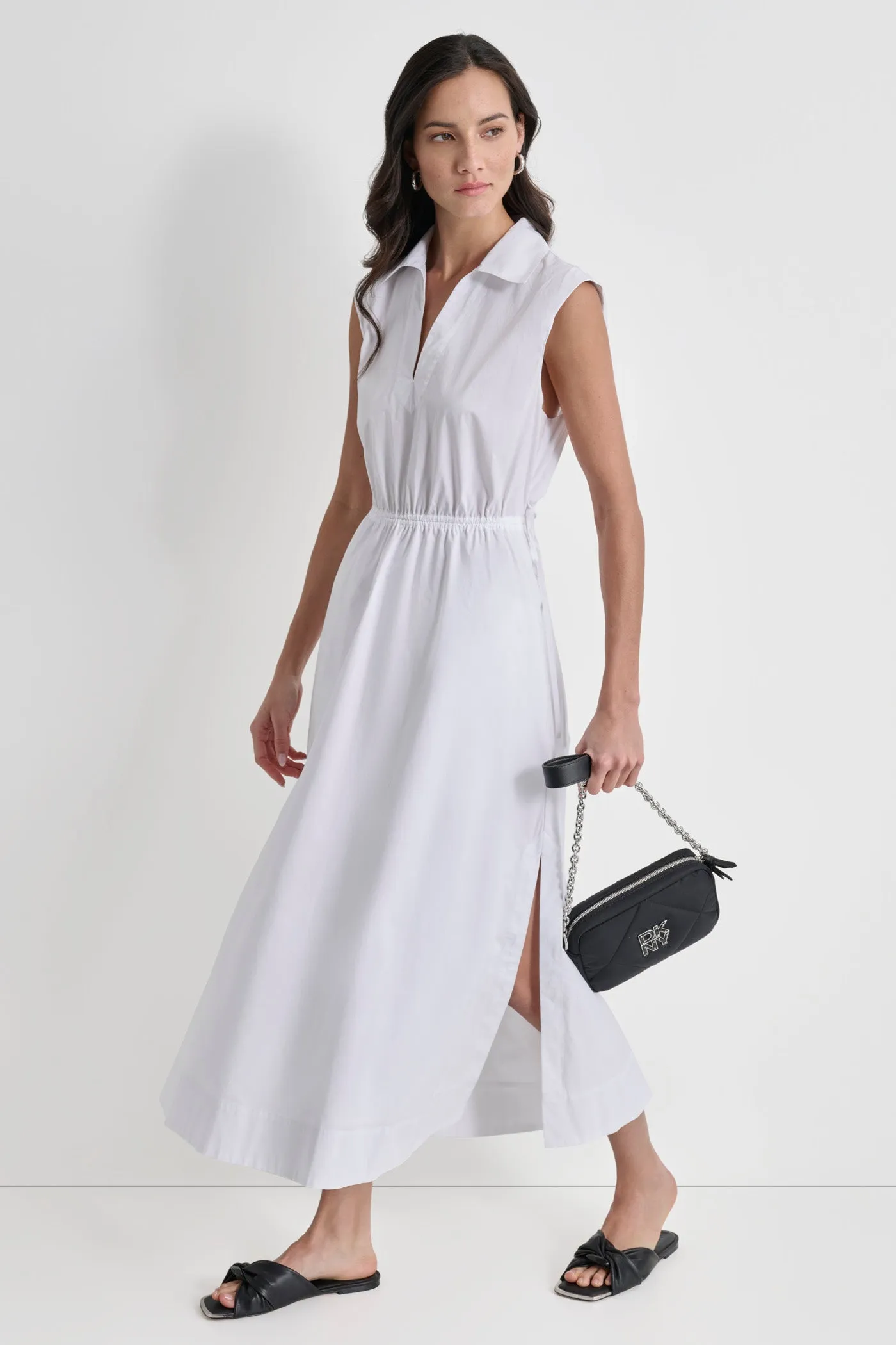 CUTOUT PINSTRIPED MIDI SHIRT DRESS sold by DKNY product image thumbnail 3