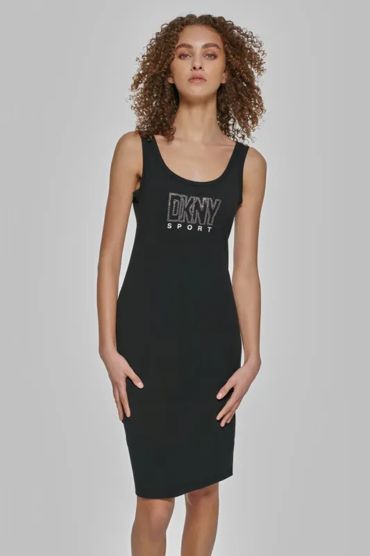 RHINESTONE OUTLINE LOGO TANK DRESS made by DKNY