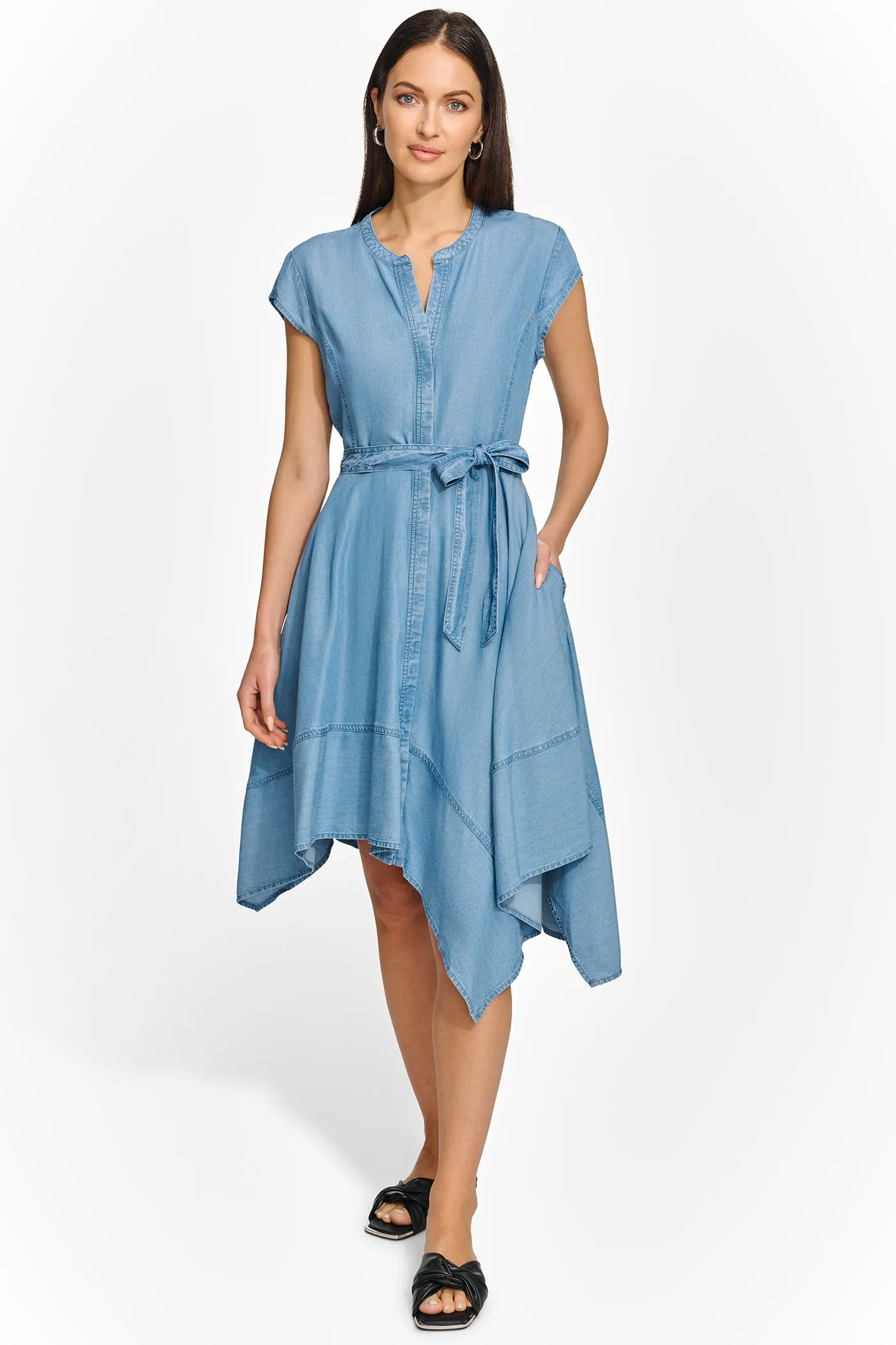 TENCEL ASYMMETRICAL WRAP DRESS sold by DKNY product image thumbnail 3