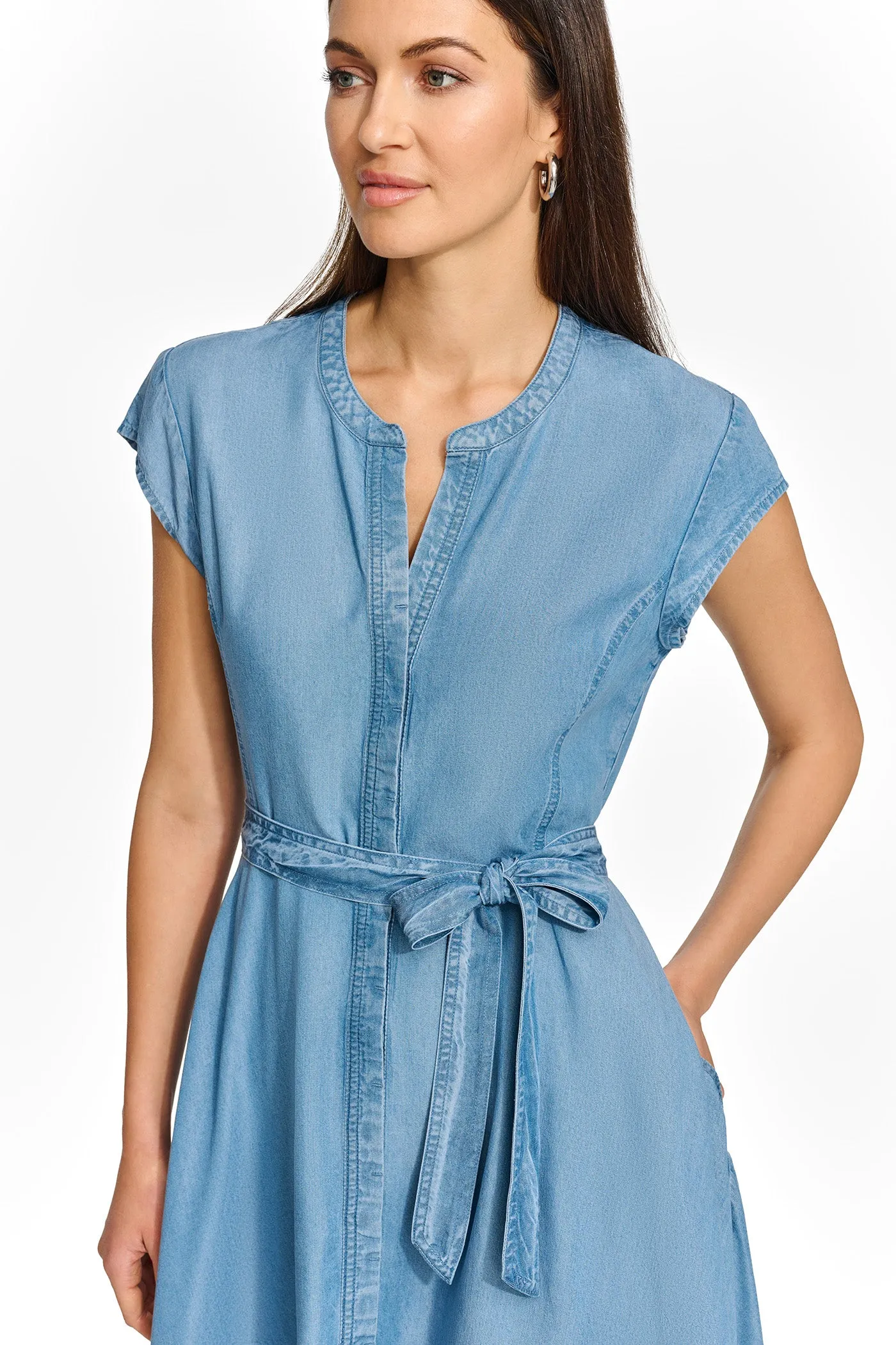 TENCEL ASYMMETRICAL WRAP DRESS sold by DKNY product image thumbnail 4